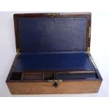 A 19th century mahogany tea caddy, 38 cm wide, a writing slope, a fire screen,