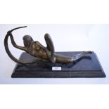 A bronze figure, Lunar, on a marble base,