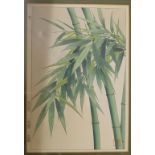 A Japanese coloured print, Bamboo, and another, Mount Fuji through bamboo,