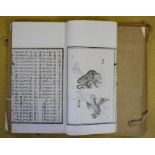 A Chinese manuscript, with text and illustration, bound as four volumes,