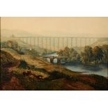 John Glover, Pontcysyllte Aqueduct, Shropshire, watercolour, signed and dated 1820, label verso,