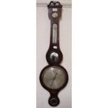 A barometer, with thermometer/damp dial and mirrors, in a mahogany case, 97.