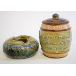 A Doulton Lambeth stoneware tobacco box and cover, decorated William Ewart Gladstone, 13.
