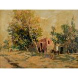 Kamel Moustafa, rural houses, oil on board, signed,