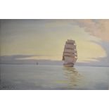 ɑ Hugh Boycott-Brown, Under Shortened Sail - Square Rigger, oil on canvas, signed, 61 x 91 cm,