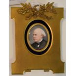 An enamel bust portrait miniature, of a gentleman, signed L Porret (?),