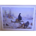 An Archibald Thorburn limited edition print, Grouse, 252/850, other prints, assorted horse brasses,