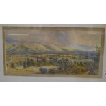 Sir Charles D'Oyly, a country landscape, watercolour, signed, 16 x 33 cm,