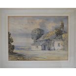 John Callow, a cottage in a landscape, watercolour, artist's signature verso,