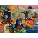 Attiya Hussein, colourful dream, oil on canvas,