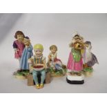 Five Royal Worcester nursery rhyme figures, Goosie Goosie Gander, 3304, Polly Put the Kettle On,