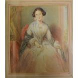 Henry Bryan Ziegler, a portrait of a seated lady, watercolour, signed and dated 1854,