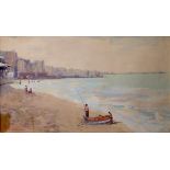 Kamel Moustafa, the seashore at Alexandria, watercolour, signed,