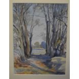 Nell Dixon, the river Usk near Peterstone (Brecon) April 1950, 26 x 36 cm,