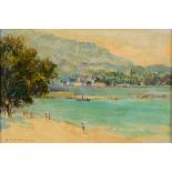 Kamel Moustafa, a beach landscape, oil on board, signed,