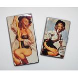 A cigarette case, decorated a pin-up girl,