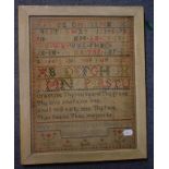 A pair of Victorian samplers, each worked the alphabet and a poem,