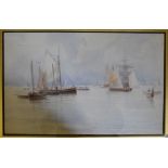 Charles Mottram, sailing boats in an estuary, watercolour, signed,
