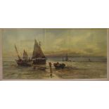 A Watts, a seascape with sailing boats, watercolour, signed and dated 1907,