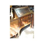 A mahogany bureau, 76 cm wide, a 19th century oak drop leaf table, an oak gateleg table,