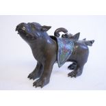 A Japanese bronze koro, in the form of a mythical cat,