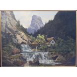 Thomas Guggenberger, Sparchen Muhle Kufstien, oil on canvas, signed and inscribed Munchen, 60.