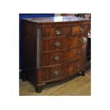 A 19th century mahogany bow front chest, of five drawers,