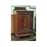 An Edwardian inlaid mahogany coal purdonium,