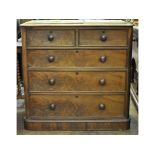 A Victorian mahogany chest, of two short and three graduated long drawers,