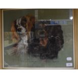 Marjorie Cox, a portrait of two dogs, Guinea and Chloe, pastel on paper, signed and dated 1963,