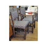 A set of six oak dining chairs,