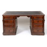 A late 19th century mahogany pedestal desk,