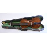 A violin, with a 14 inch two piece back,