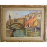 ɑ Knut Norman, a Venetian canal scene, oil on board, signed,