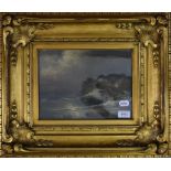 Manner of John Wilson Carmichael, sailing boats under stormy skies, oil on canvas,