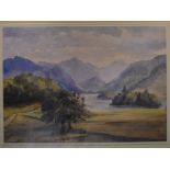 Attributed to S Greensides, a highland landscape, watercolour, 24 x 34 cm, and A Moulton,