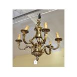 An 18th century style brass six light electrolier,