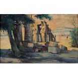 Hosni El-Banani, Habou City in Luxor, oil on canvas laid down, signed,