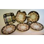 A Royal Crown Derby Imari part dessert service, 3707, comprising four plates, 22 cm diameter,