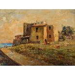 Kamel Moustafa, rural houses, oil on board, signed,