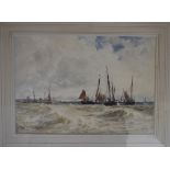 Thomas Bush Hardy, Brixham trawlers at anchor in Torbay, watercolour, titled, signed and dated 1882,