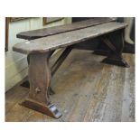 A pair of oak benches,