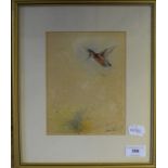 ɑ James Stinton, a woodcock in flight, watercolour, signed, 18.5 x 14.