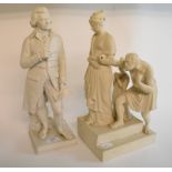 A 19th century Parian group, of a lady leading an old man and a praying girl, 40 cm high,