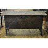 A 17th century oak six plank coffer, 98 cm wide Condition report Hinges replaced,