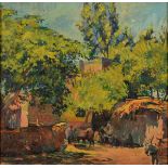 Abd El Aziz, Darwish, a village scene, oil on canvas,