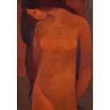 Rafat Sabri Osman, red nude, oil on canvas, 49 x 33.