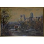 Milton Drinkwater, Durham Cathedral on the Tees, watercolour, signed,