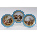A set of three 19th century Sevres porcelain cabinet plates, Napolion a Eylau 1807 (S 65),