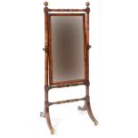 A 19th century inlaid mahogany dressing mirror, with ring turned decoration,